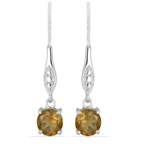 BUY WHISKY QUARTZ GEMSTONE EARRINGS IN STERLING SILVER